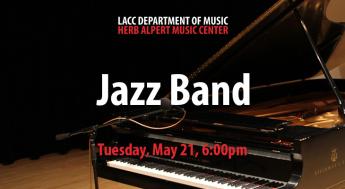 Jazz Band, Tuesday, May 21, 6:00pm. A piano sits open, ready for performance