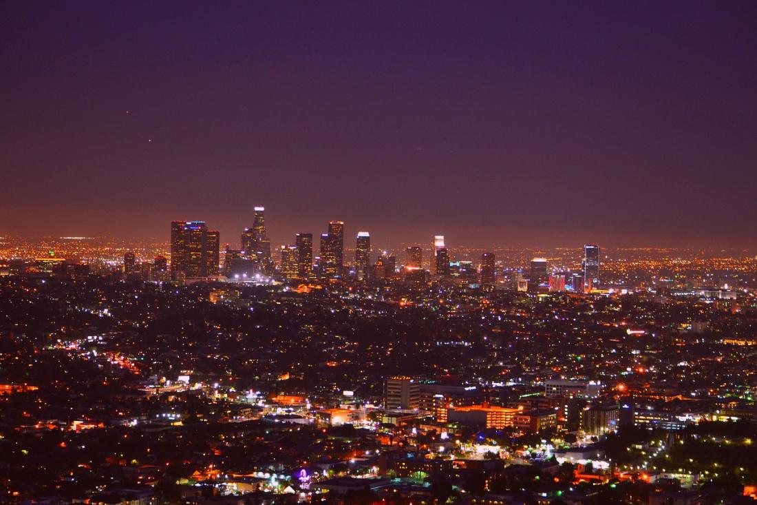 LA skyline at night