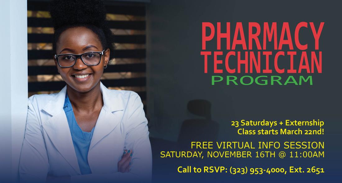 Pharmacy Technician Information Session - November 16th at 11AM on Zoom!