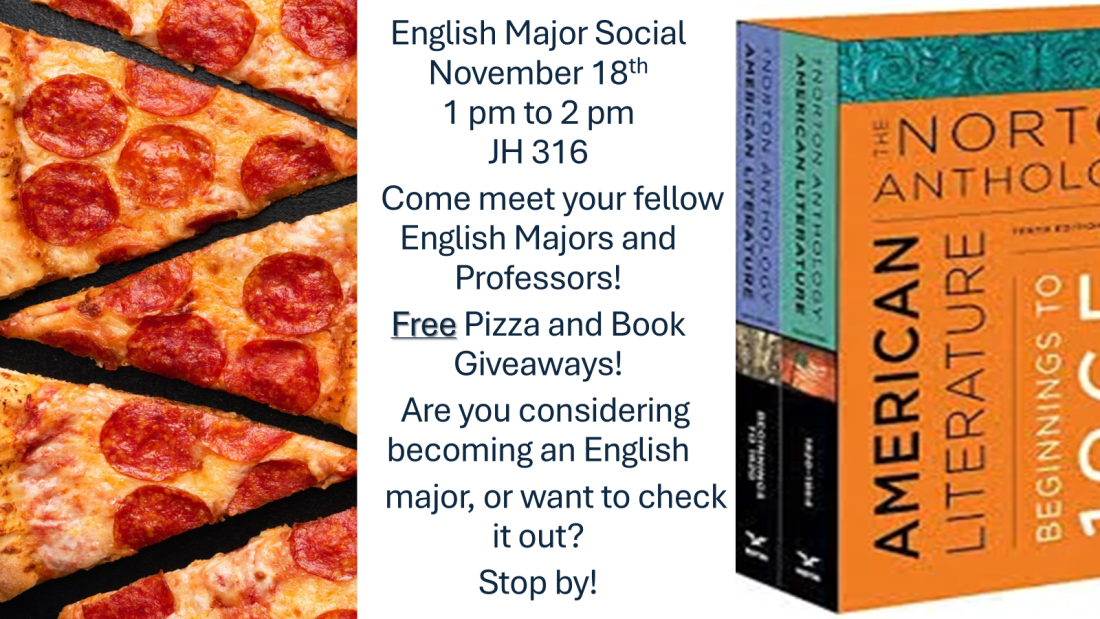 Decorative flyer for the English Major Social