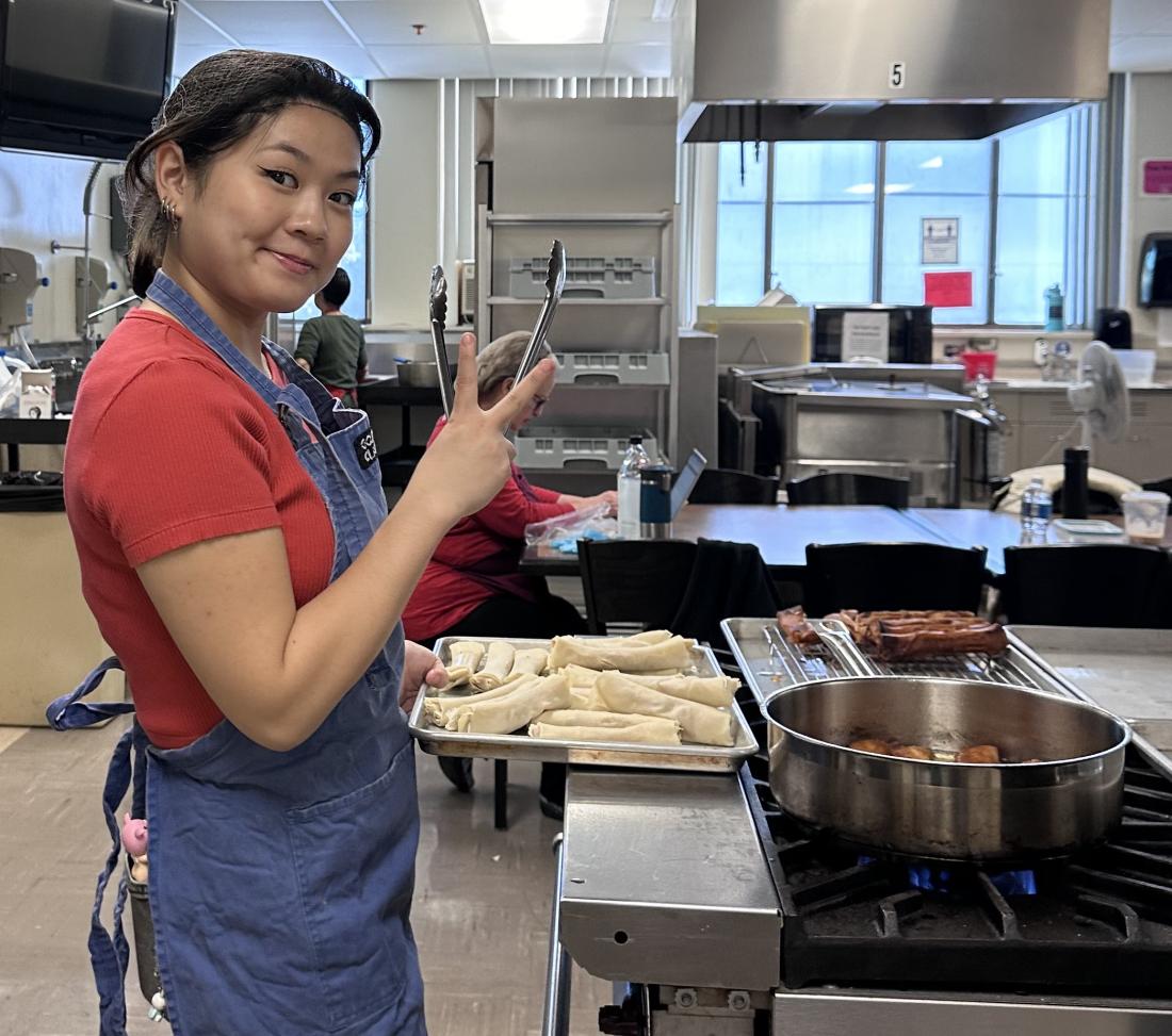 Dietetics Student Cooking in the Food Lab