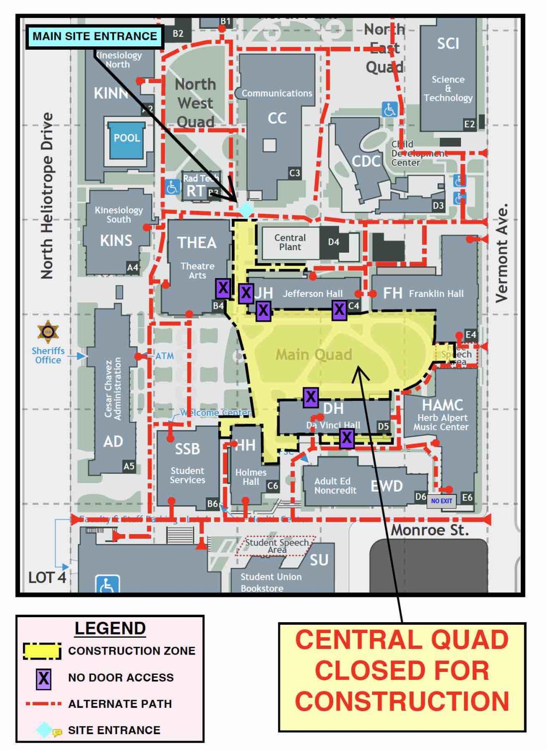 Map of LACC Central Quad