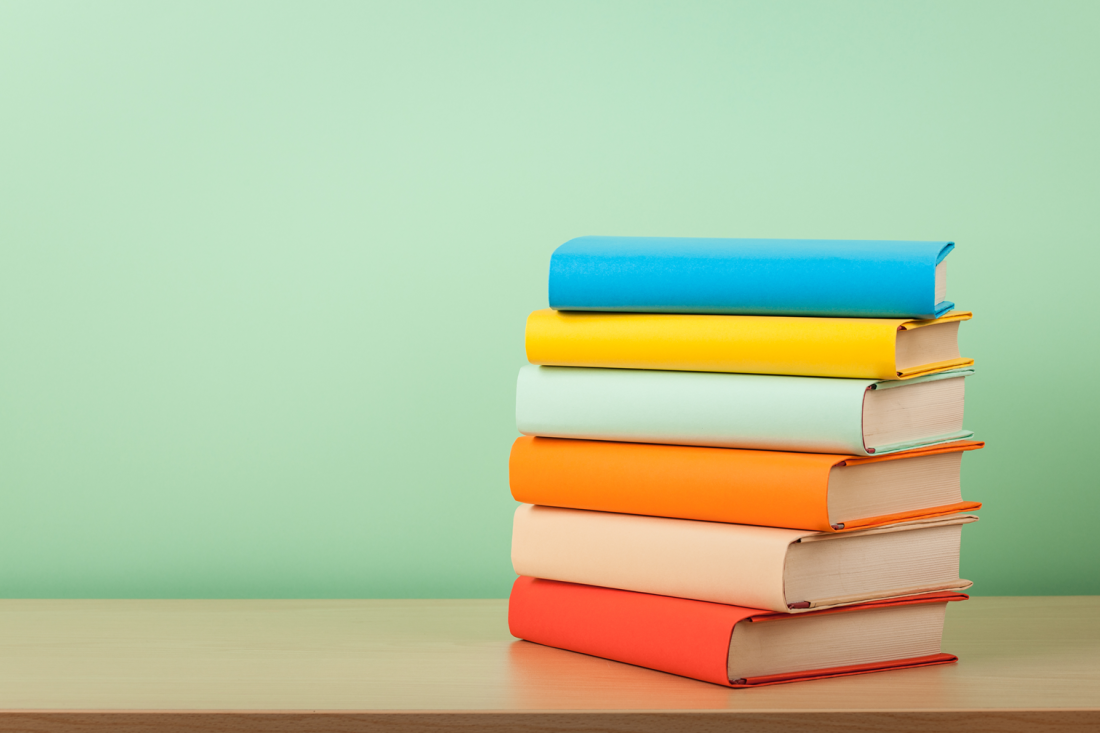 Stack of books on a table