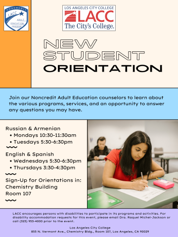 Orientation schedule